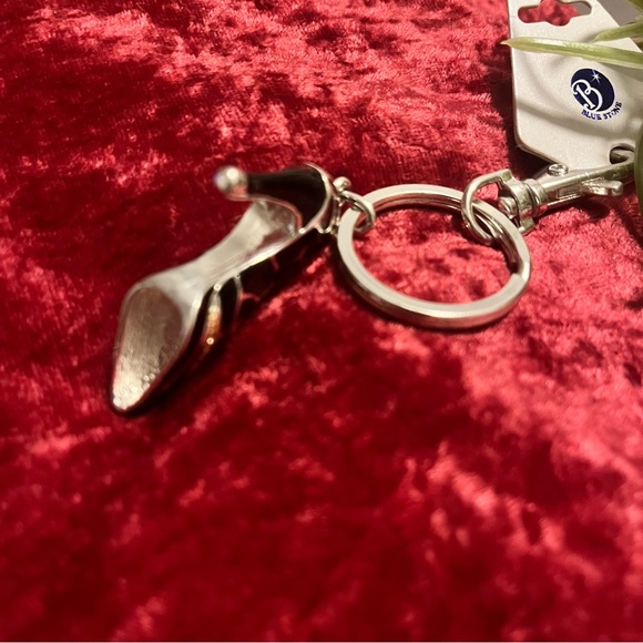 Leopard & Rhinestone High Heel Purse-Charm - Keyring Black Silver Champagne NWT - Picture 7 of 11